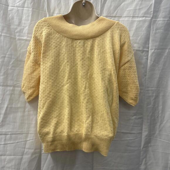 Vintage Rare Sakura Sport Yellow Knit Tee Short Sleeve Sweater Size Large/XL - Picture 3 of 8